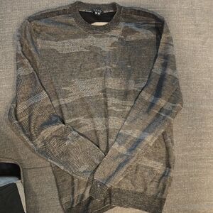 Theory Men's Charcoal Camouflage Crewneck Sweater